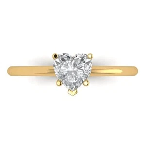 1.25Ct Heart VVS1 Zirconia Diamond Solitaire Engagement Ring, 14K Yellow Gold - Picture 1 of 11