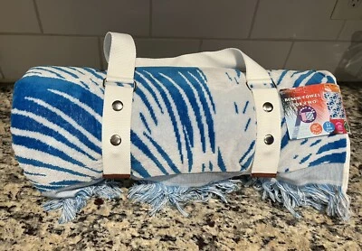 Пляжное полотенце LOFT для двоих - 84 x 72 дюйма большой размер с ручкой для переноски цвет синий - Изображение 1 из 2