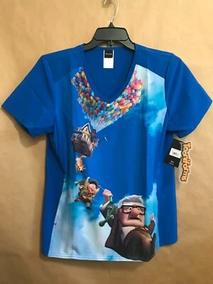 Cherokee Scrub Top M Tooniforms Disney Pixar UP VNeck TF637 UPPP NWT Free Ship - Image 1 of 4