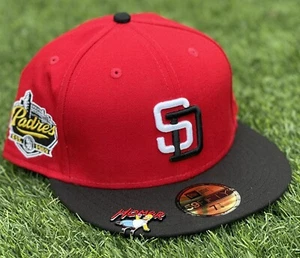 San Diego Padres Fitted Hat Red Black Visor Comes With Pin - Picture 1 of 3