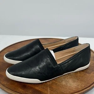 Frye Shoes Wm 9.5 Melanie Slip On Black Leather Sneakers - Picture 1 of 13