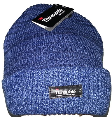 3M Thinsulate lined Acrylic Beanie Blue/Navy Warm Winter Ski Hat Watch Cap		 - Image 1 of 4