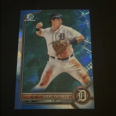 2022 Bowman Chrome Sapphire Izaac Pacheco Detroit Tigers #BCP-106 Prospect RC - Image 1 of 2