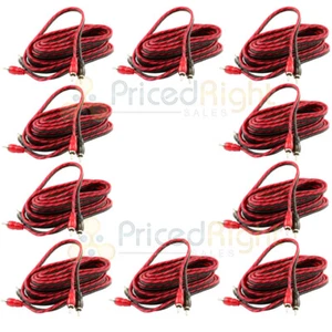 10 Pack DS18 12 Ft 2 Channel RCA Cables Car Audio Shielded Interconnect Amp - Picture 1 of 6