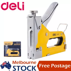DELI U/T-shaped Nails Staple Gun Heavy Duty Fastener Tacker Stapler 600 Staples - Picture 1 of 14