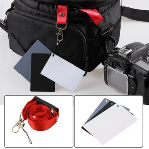 3in1 Digital 18% Black /White/Gray Card Set Photography Exposure Balance Strap - Picture 1 of 12
