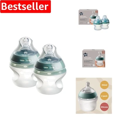 Pack de 2 biberones de silicona de arranque natural - comodidad y seguridad para recién nacidos Foto 1 de 4