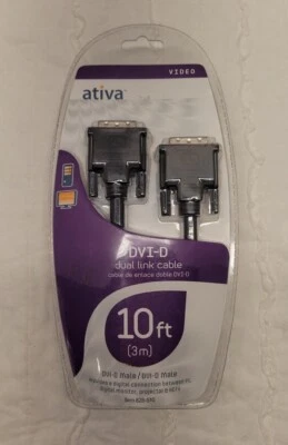 New DVI-D Dual Link Cable Ativa 10ft.DVI-D MALE /DVI-D MALE - Image 1 of 3