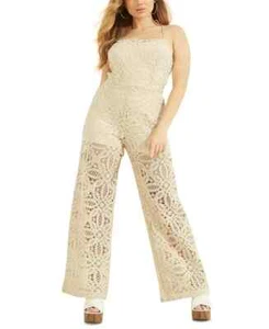 GUESS Womens Juley Lace Jumpsuit Cream Beige Size S Halter Crossback NWOT - Picture 1 of 8