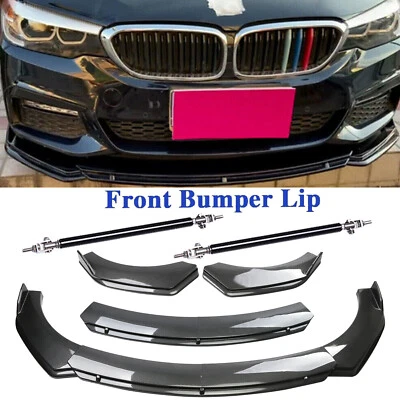 For BMW 540i 525i 530i  Carbon Fiber Style Front Bumper Lip Spoiler+Strut Rods - Image 1 of 4