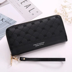 Women Wristlet Wallet Large Capacity Leather Clutch Credit Card Holder Phone Bag - Picture 1 of 16