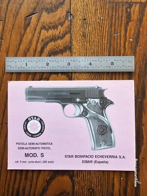 Manual/folheto Star Model S .380 ACP. Multilíngue. Original. - Imagem 1 de 4