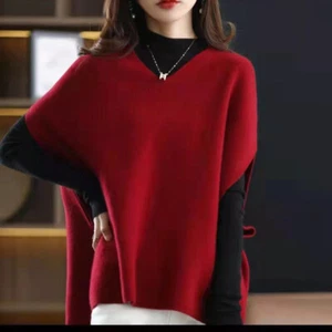 Damen Strick Weste Pullover Weste Ärmellos Pullover V-Ausschnitt Freizeit Büro - Bild 1 von 11