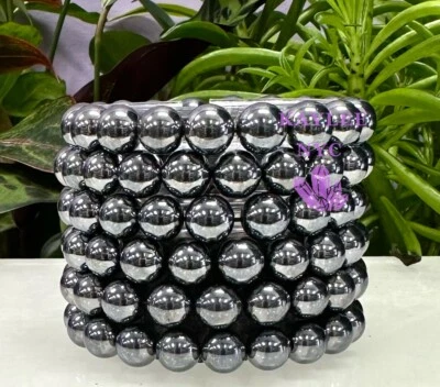 Wholesale Lot 6 Pcs Terahertz 10mm ~8” Crystal Healing Stretch Bracelet - Image 1 of 4