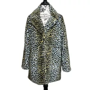 Hot Topic Faux Fur Leopard Print Pea Coat Snap Close Medium - Picture 1 of 9