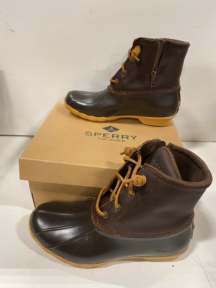 Women's Sperry Saltwater Waterproof Rain Boot Size 7.5 M - Brown Aucg829