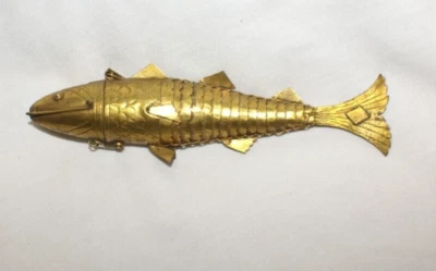 Antigua caja articulada de especias de pescado Besamim Havdalah Judaica 6" Foto 1 de 4