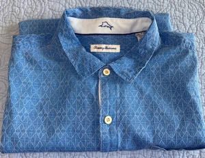 Tommy Bahama Shirt Mens XXL Blue Silk Short Sleeve Casual Button - Picture 1 of 8
