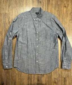 Camisa J Crew Para Hombre Grande Azul Cambray Botón Delantero Manga Larga Informal Top - Imagen 1 de 8