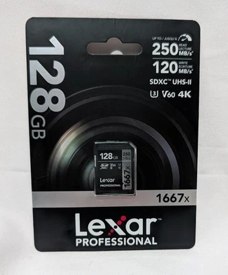 Lexar Professional 1667x 128GB Class 10 SDXC Memory Card - LSD128CBNA1667 - NEW - Image 1 of 3