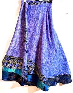 Incredible-art Vintage Silk Sari Magic Wrap Skirt Reversible Double Layer skirt, - Picture 1 of 6