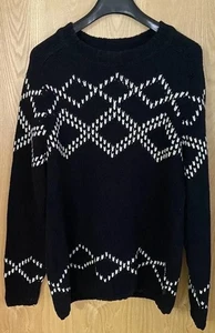 Maglione Hugo Boss XL pullover lana nero bianco maglione fantasia vergine - Foto 1 di 11