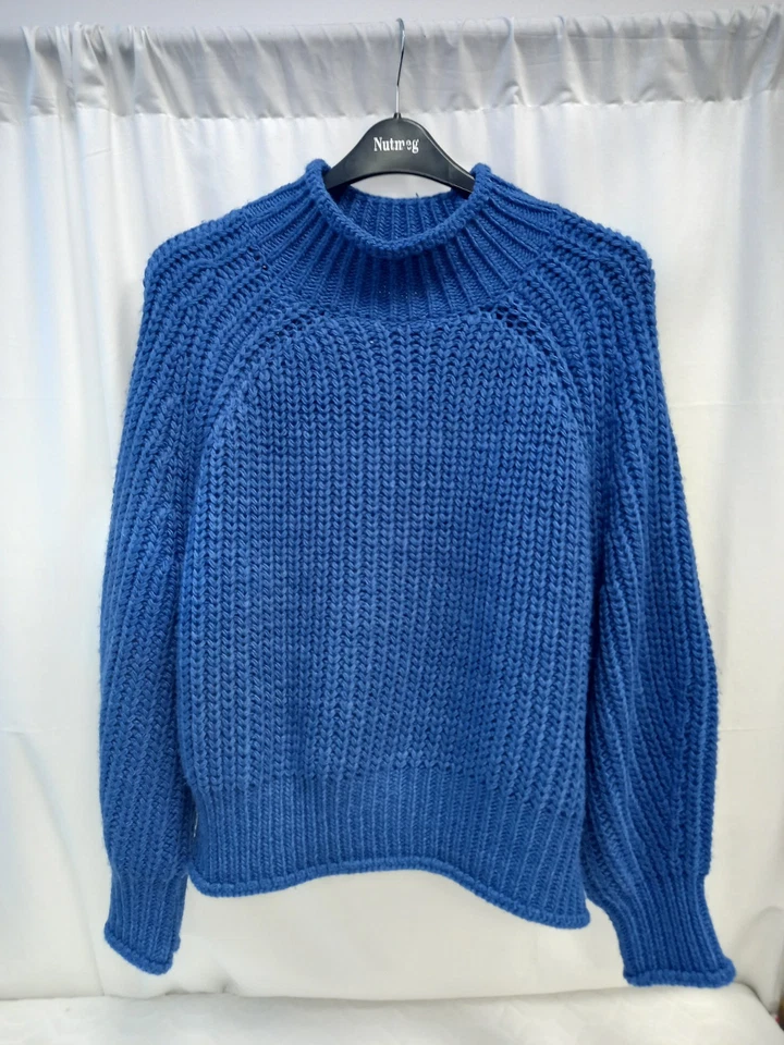 ❤️ H&M Blue Chunky Knit High Neck Jumper Size XL BNWT - Image 1 of 4