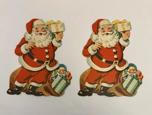 Vintage Set Of 2 Christmas Die Cut 7” Santa Claus Christmas Decor (C-8). - Picture 1 of 7