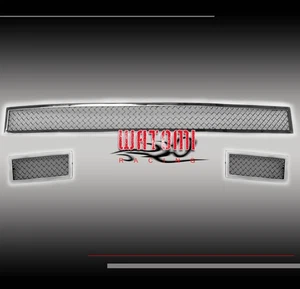 FOR 07-10 AVENGER SXT FRONT BUMPER+FOG LIGHT STAINLESS STEEL MESH GRILLE GRILL - Picture 1 of 4