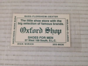 Oxford Shop Shoes For Men Salt Lake City Utah Vintage Card - Picture 1 of 2