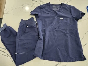 Figs Scrub Set XS Top XS/ P Bottoms Technical Collection Navy Blue Jogger - Picture 1 of 7