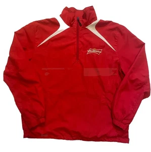 Budweiser Quarter Zip gefütterter Pullover Sport-Tek 100% Polyester rot Gr. Large - Bild 1 von 9