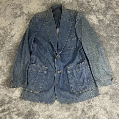 Blazer Top Vaquero Chaqueta Lee Vintage Azul Años 70 Talla 44L Foto 1 de 4