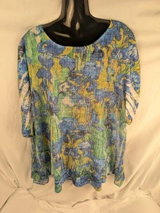 Jess And Jane Mesh Tunic XL 3/4 Sleeve Botanical Garden Blue Teal Green Fairy - Picture 1 of 9