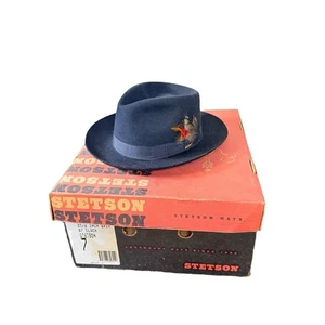Royal John B. Stetson Downs Fur Felt Fedora Charcoal Black sz 7 w/ Box - Picture 1 of 8