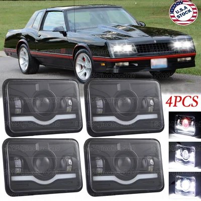 Светодиодные фары дальнего/низкого света для Chevrolet Monte Carlo SS 1980-1988 El Camino 4 шт 4x6 дюймов - Изображение 1 из 4