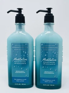 2 Bath & Body Works MEDITATIVE OCEAN WAVES BERGAMOTTO + LEGNO DI CEDRO lozione corpo x2 - Foto 1 di 1