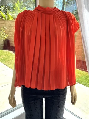 NICOLE FARHI чистый кекс аккордеон блузка размер 6 оранжевая рубашка чистый плиссированные - Изображение 1 из 4
