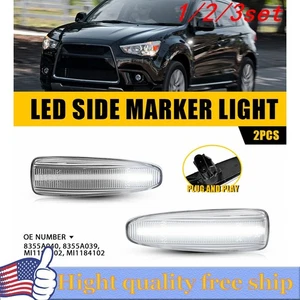 2/4x Sequential Clear White LED Front Side Marker Light For Mitsubishi LancerEvo - Picture 1 of 21