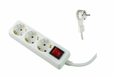 AS Schwabe 3-fach Regleta Enchufes 11391 Con Interruptor Y Enchufe Plano,Blanco - Imagen 1 de 2