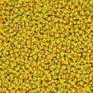 Cuentas de semillas de vidrio a rayas amarillo checo rojo grn 12/0 - Imagen 1 de 1