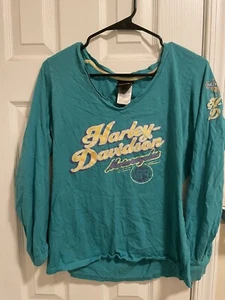 Southside Harley-Davidson Ladies Teal Long Sleeve T-shirt Size XL Womens - Picture 1 of 2