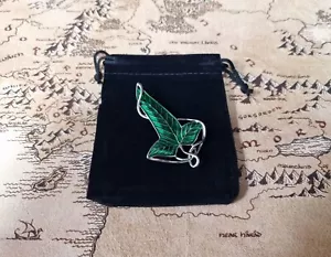 Elven Leaf Brooch Pin Green LOTR Lord of The Rings Lorien Cape Enamel Hobbit UK - Foto 1 di 9