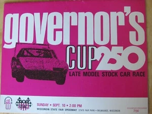 1972 CAR RACE PROGRAM WISCONSIN GOVERNER CUP 250 PROGRAM STOCK CAR - Picture 1 of 6