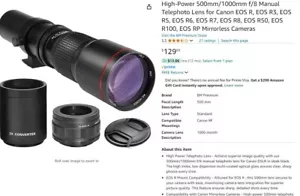 high power 500mm/1000mm canon telephoto lens - Picture 1 of 1