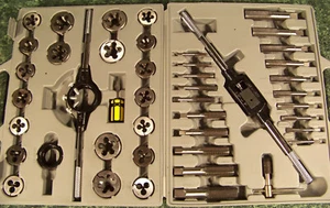 45pc SAE TUNGSTEN Steel TAP and DIE SET with CASE Big Jumbo Heavy Duty New inch - Picture 1 of 2