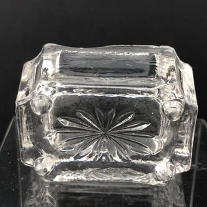 Antique Vintage Open Salt Cellar Dip Clear Glass Rectangular w Feet Heavy As Is - Picture 1 of 7