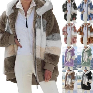 Womens Winter Warm Fleece Hoodies Coat Jacket Casual Outwear Overcoat Plus Size - Picture 1 of 21