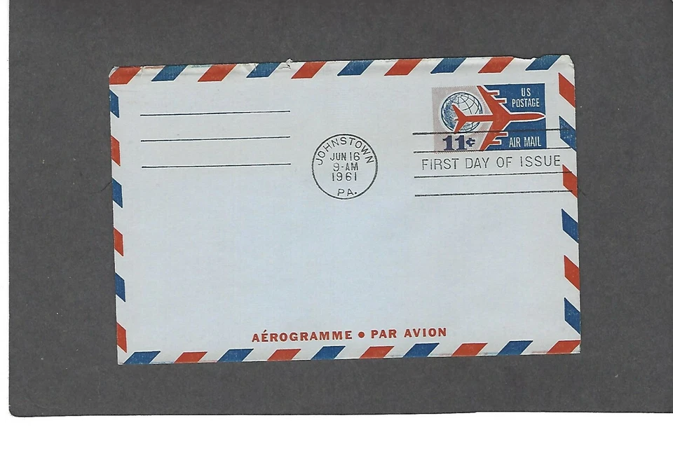 #UC35 11c AIRMAIL AEROGRAMME FDC -JOHNSTOWN,PA JUN 16-1961 - Image 1 of 1