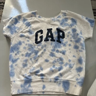 Tye Dye Sweatshirt Gap Size Medium Cropped Blue And White - Image 1 of 4